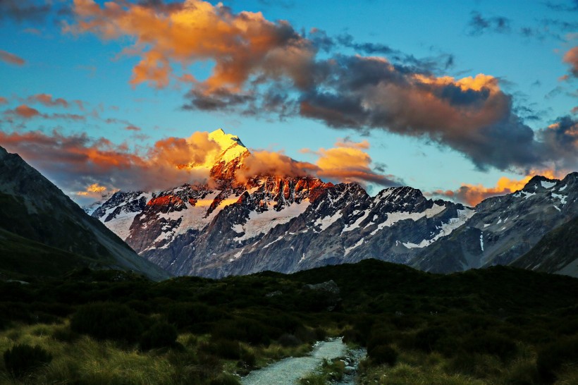 点击大图看下一张：新西兰南岛库克山风景图片