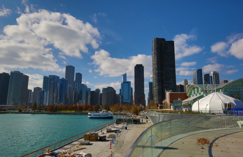 点击大图看下一张：美国芝加哥海军码头风景图片