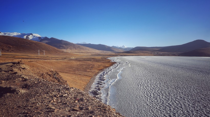 点击大图看下一张：西藏冬日少女湖普姆雍措风景图片