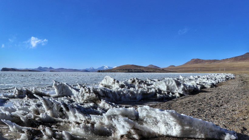 点击大图看下一张：西藏冬日少女湖普姆雍措风景图片