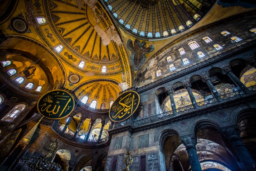 点击大图看下一张：土耳其伊斯坦布尔圣索菲亚教堂建筑风景图片