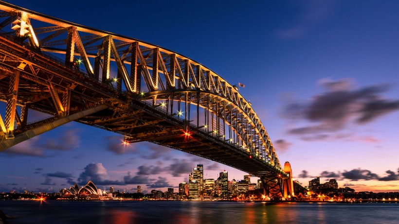 点击大图看下一张：夜幕下的悉尼港口大桥图片