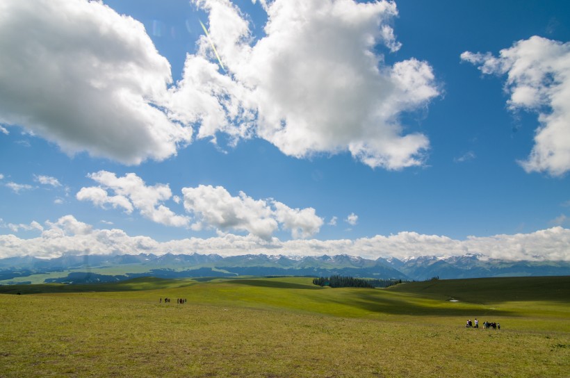 点击大图看下一张：新疆美丽的天山牧场风景图片