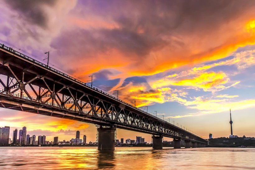点击大图看下一张：武汉长江大桥风景图片
