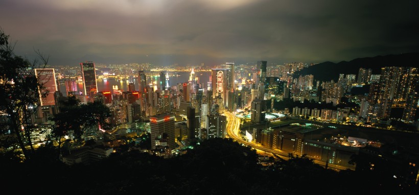 点击大图看下一张：香港太平山顶夜景图片