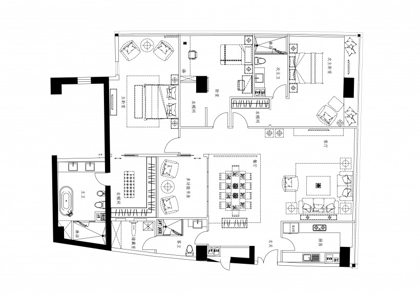 点击大图看下一张：北京官园西派公寓E型样板房室内设计图片