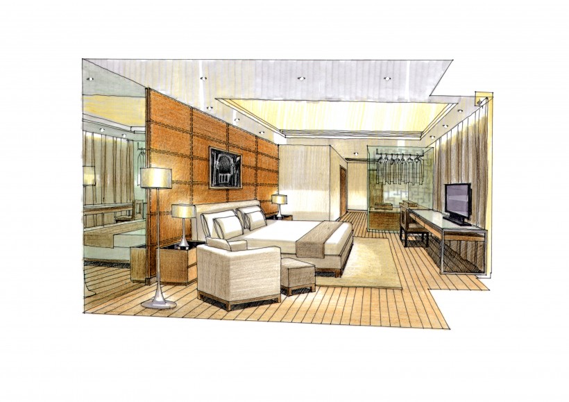 点击大图看下一张：北京马甸公寓室内手绘图片