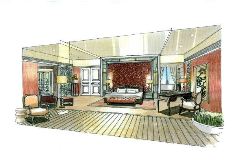 点击大图看下一张：比华丽山别墅室内设计手绘图片