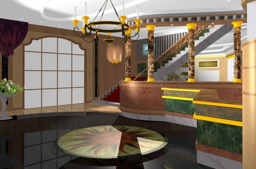 点击大图看下一张：3D宾馆酒店房间设计图片