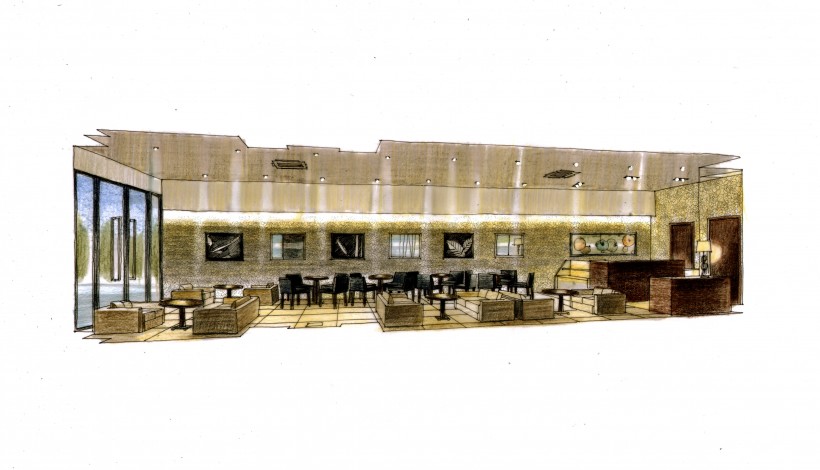 点击大图看下一张：东莞奥乐斯咖啡馆室内设计手绘图片