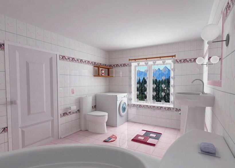 点击大图看下一张：粉色系卫生间设计图片