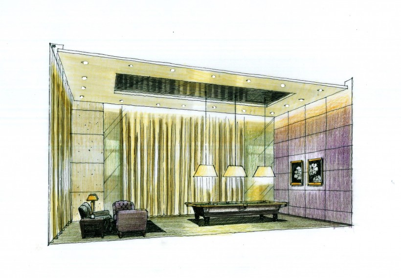 点击大图看下一张：广州爱丁堡国际公寓室内手绘稿图片