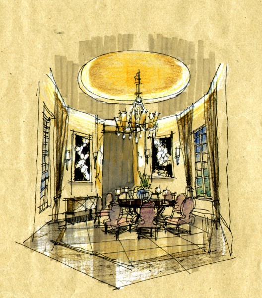 点击大图看下一张：快速表现室内手绘作品图片