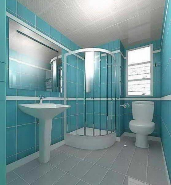 点击大图看下一张：清新蓝色系卫生间设计图片