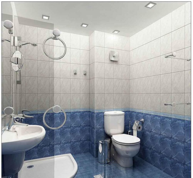 点击大图看下一张：清新蓝色系卫生间设计图片