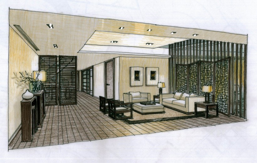 点击大图看下一张：武汉水岸星城室内手绘稿图片
