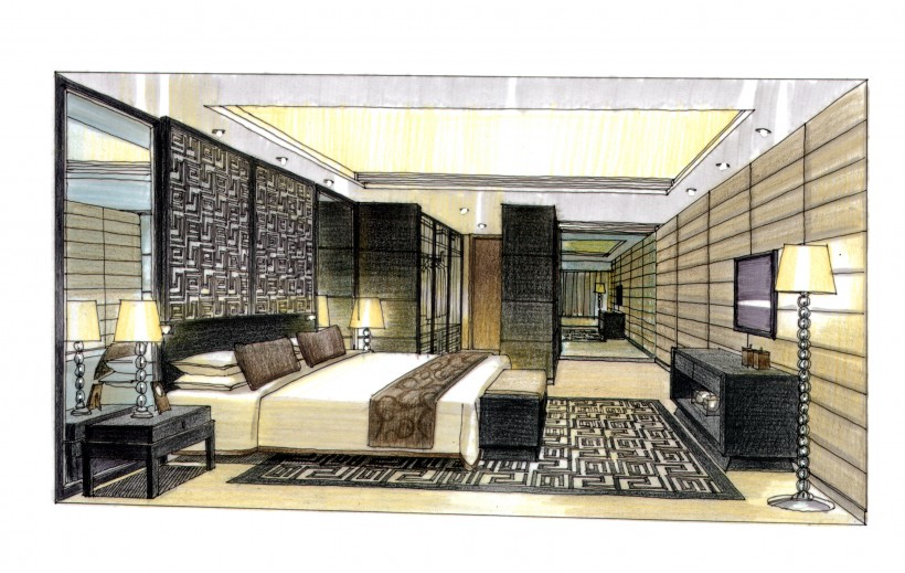 点击大图看下一张：中海花城湾室内设计手绘图片