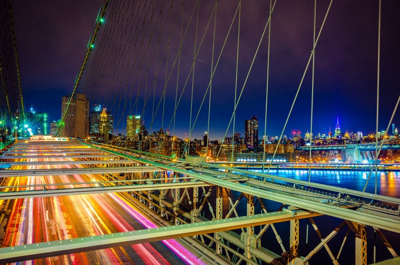 点击大图看下一张：高架大桥美丽夜景图片