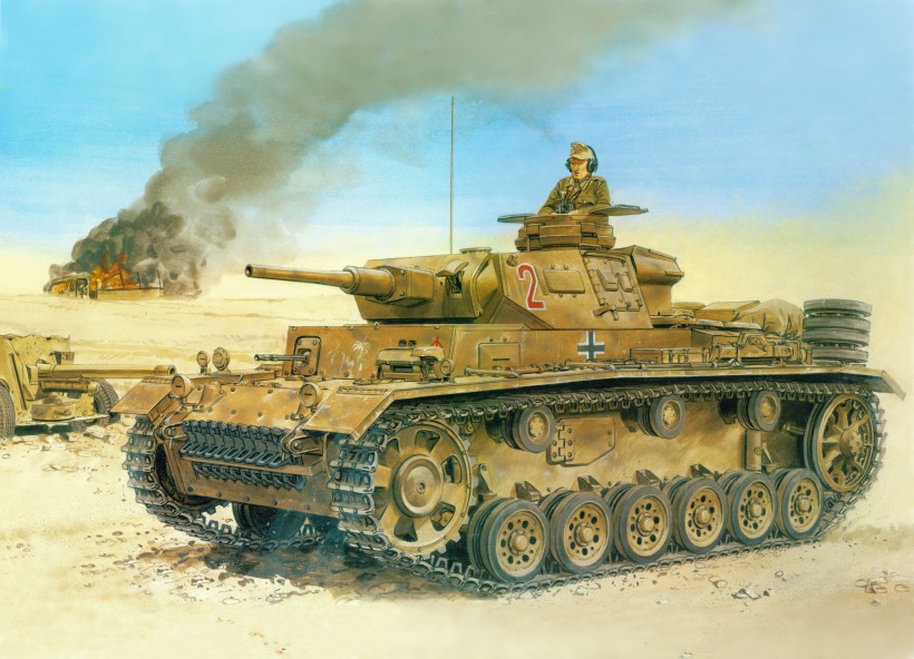 点击大图看下一张：军事题材绘画-坦克图片