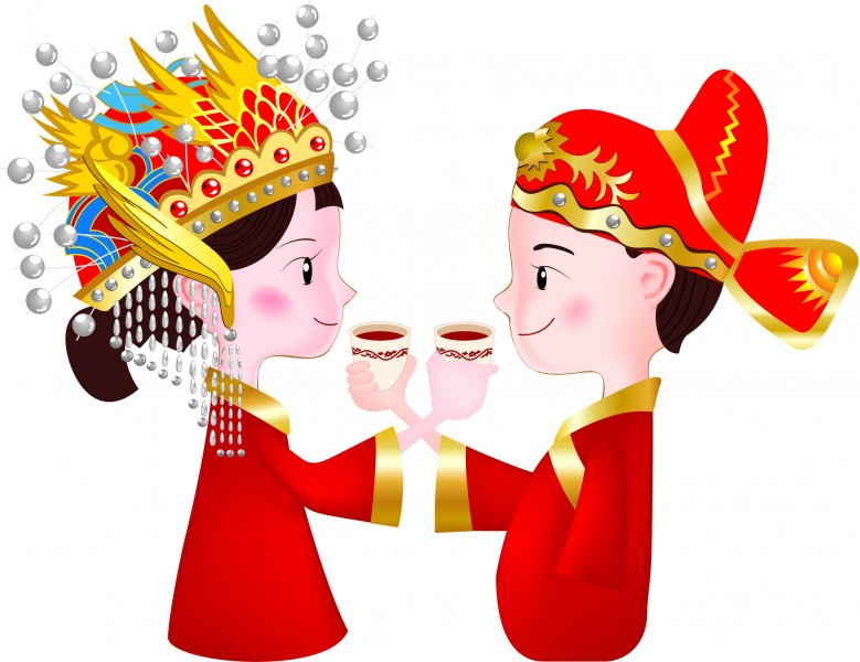 点击大图看下一张：中式婚礼卡通图片