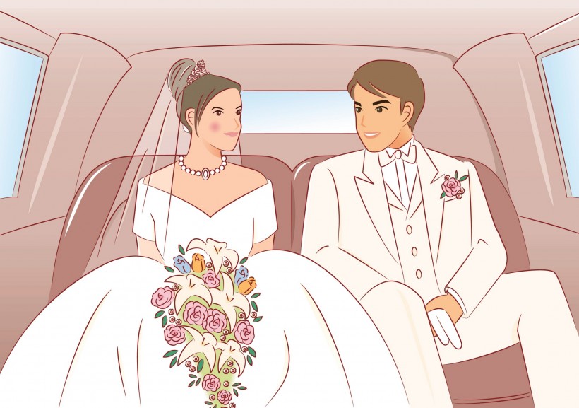 点击大图看下一张：婚礼情景卡通矢量图片