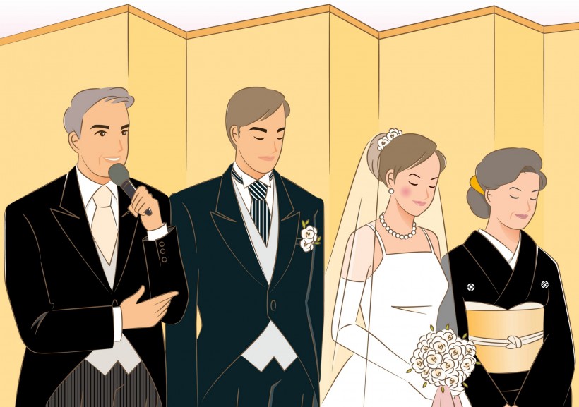 点击大图看下一张：婚礼情景卡通矢量图片