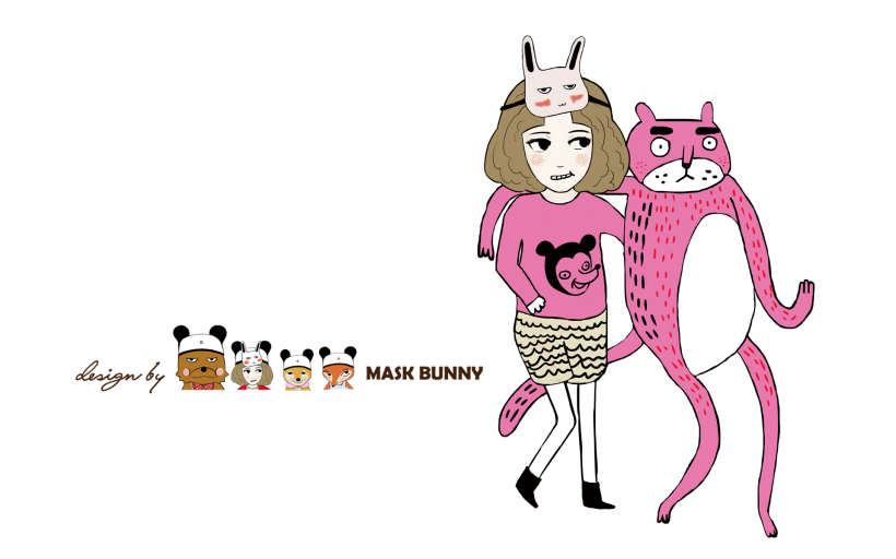 点击大图看下一张：可爱的面具兔系列卡通图片