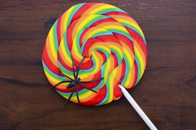 点击大图看下一张：甜甜美味的彩虹棒棒糖图片