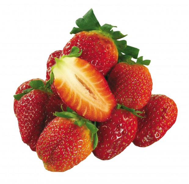 点击大图看下一张：切开的草莓图片