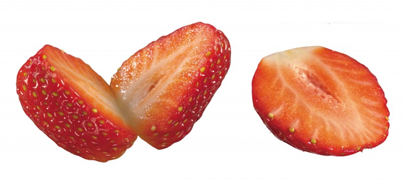 点击大图看下一张：切开的草莓图片