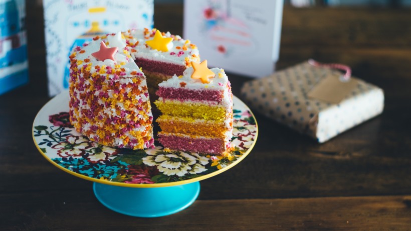 点击大图看下一张：松软可口的生日蛋糕图片