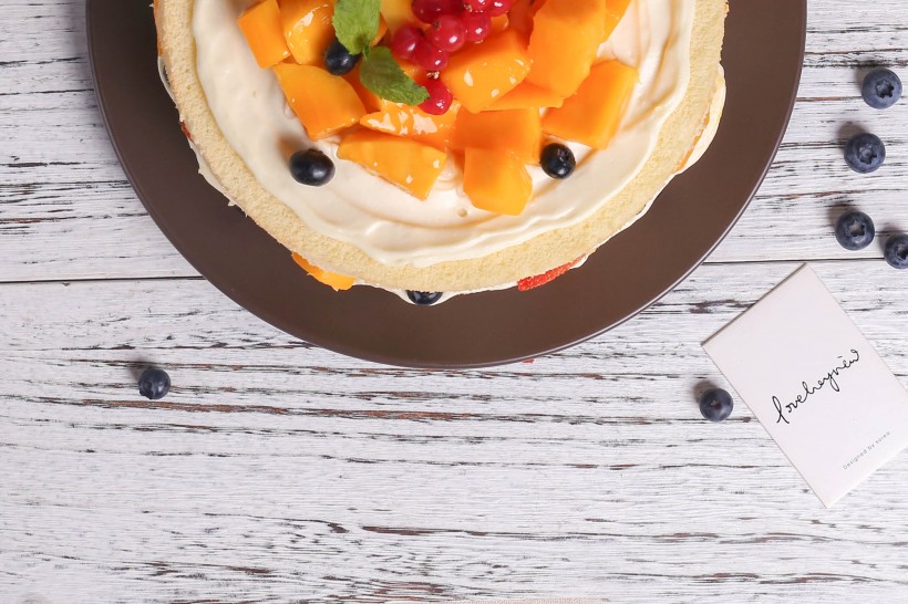 点击大图看下一张：香甜美味的水果蛋糕图片