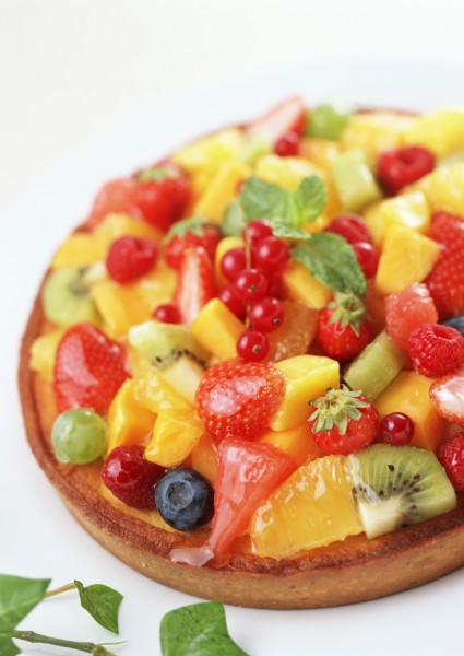 点击大图看下一张：五彩缤纷的水果蛋糕图片