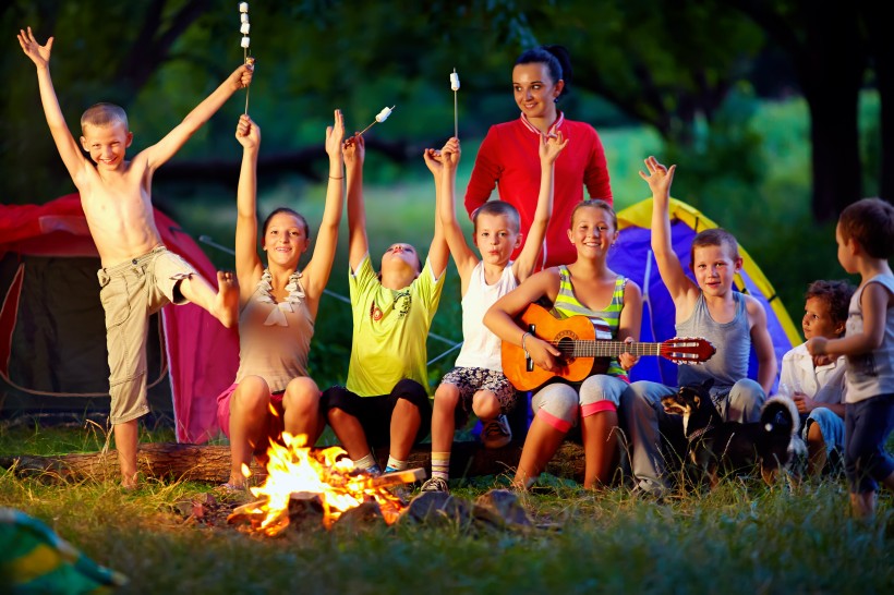 点击大图看下一张：快乐儿童野营的图片