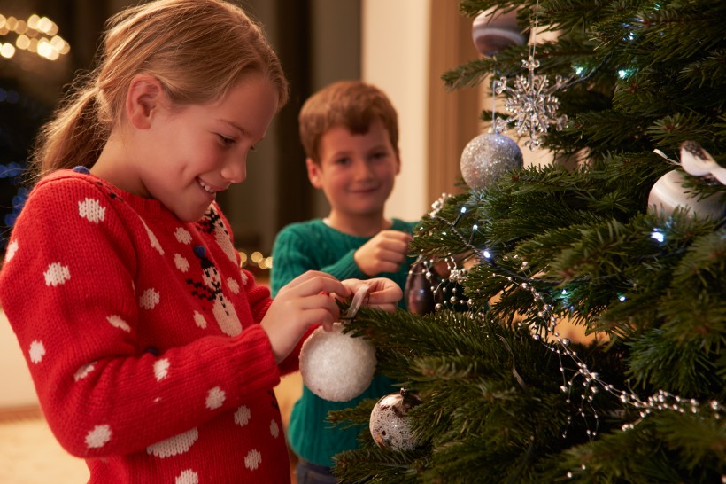 点击大图看下一张：过圣诞节的快乐儿童图片