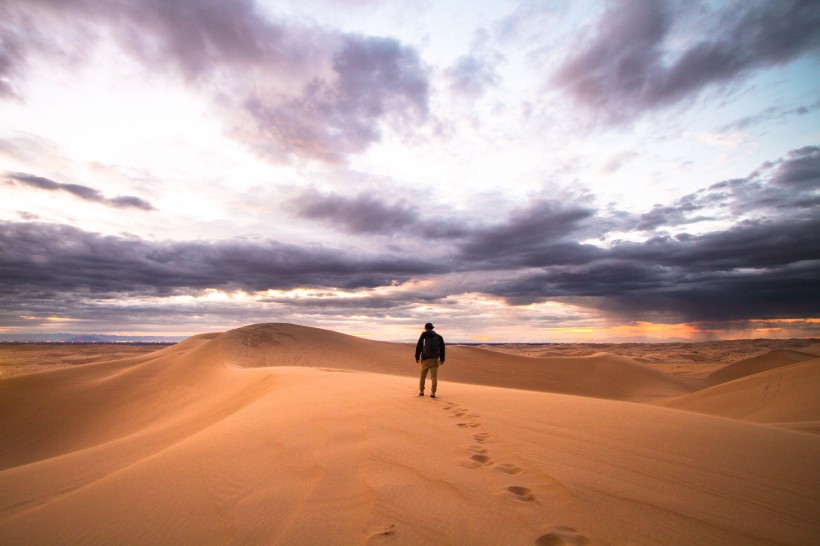 点击大图看下一张：人们走在沙漠的图片