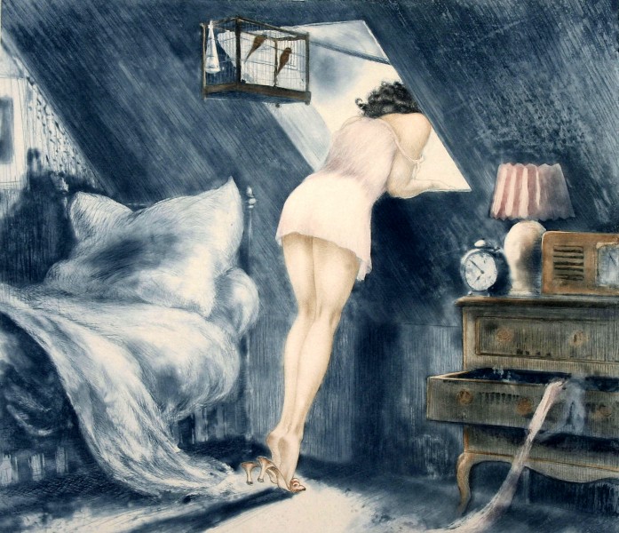点击大图看下一张：Attic Room (Woman in an Interior Leaning out of a Window), 1