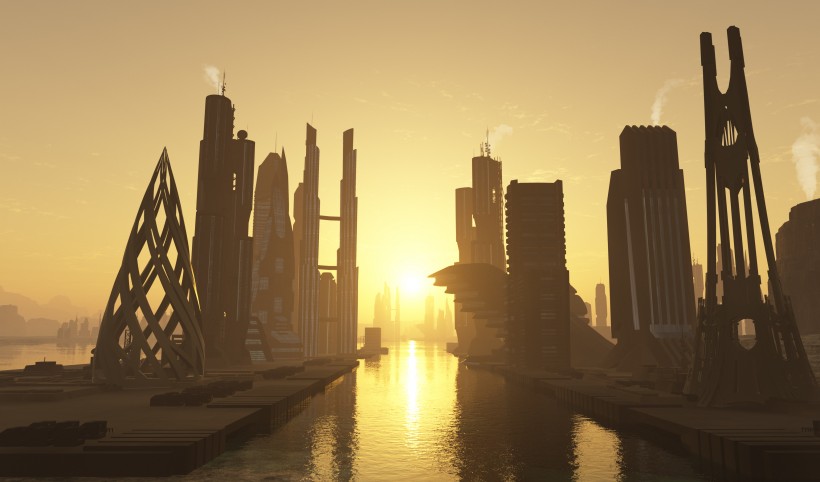 点击大图看下一张：创意科幻城市素材图片