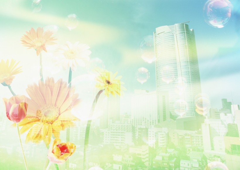 点击大图看下一张：绿色绚丽城市设计图片