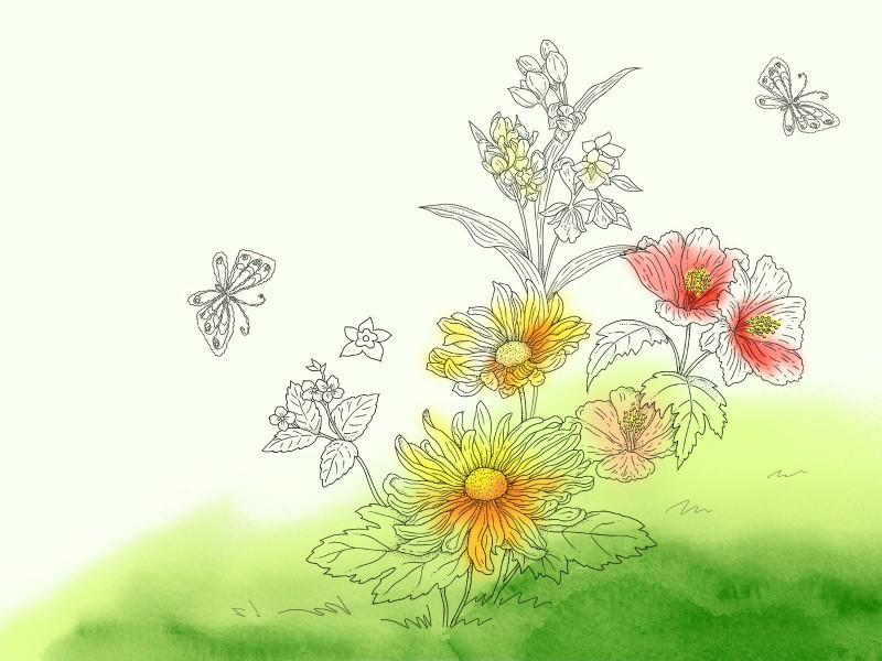 点击大图看下一张：水墨花卉图片