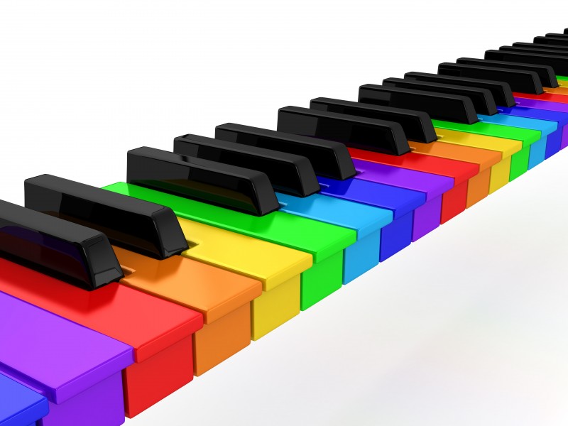 点击大图看下一张：彩色钢琴按键图片