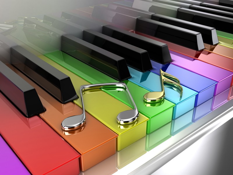 点击大图看下一张：彩色钢琴按键图片