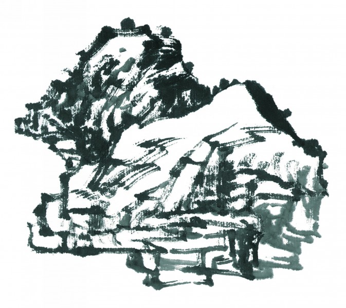 点击大图看下一张：国画山石图片