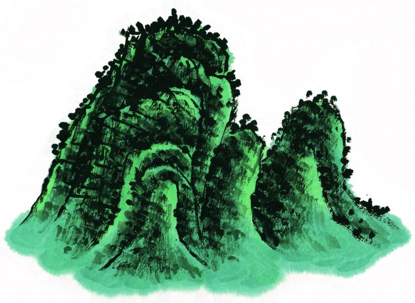 点击大图看下一张：国画石壑图片