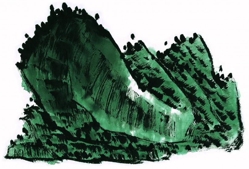 点击大图看下一张：国画石壑图片