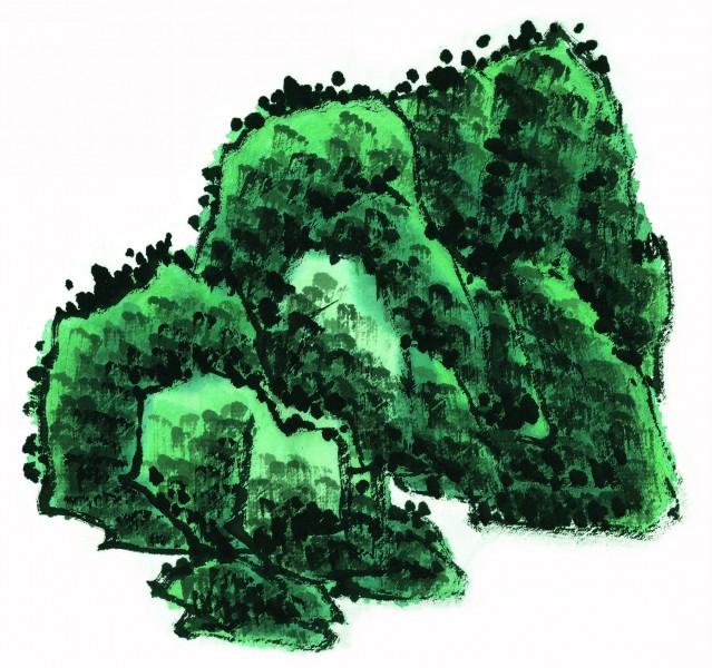 点击大图看下一张：国画石壑图片