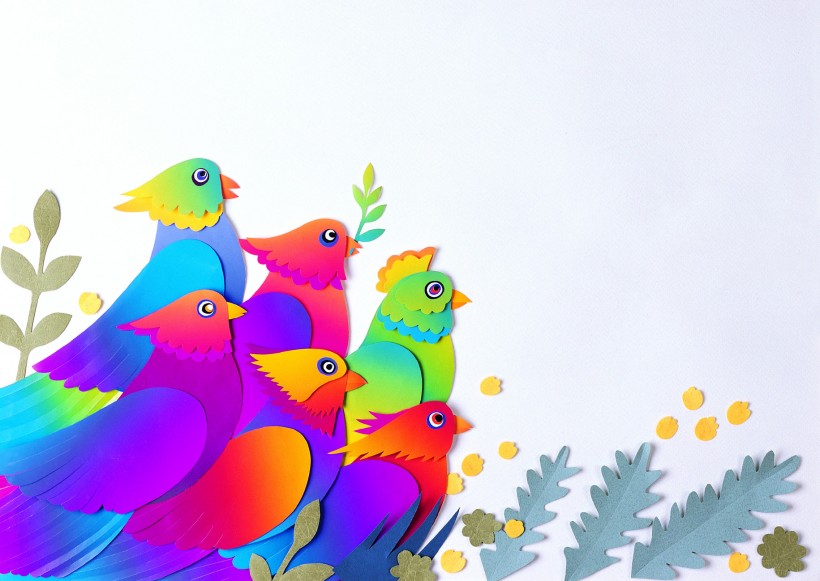 点击大图看下一张：鸟类纸雕图片