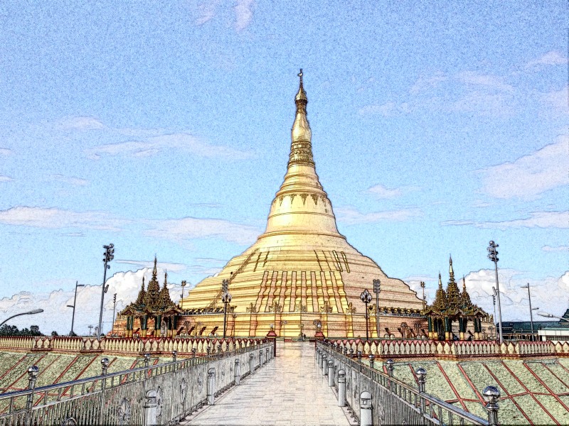 点击大图看下一张：缅甸风情素描图片