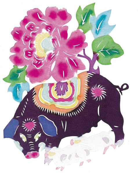 点击大图看下一张:水彩吉祥动物剪纸图片