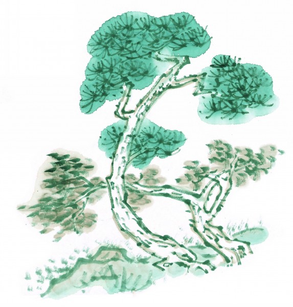 点击大图看下一张：水墨松树图片